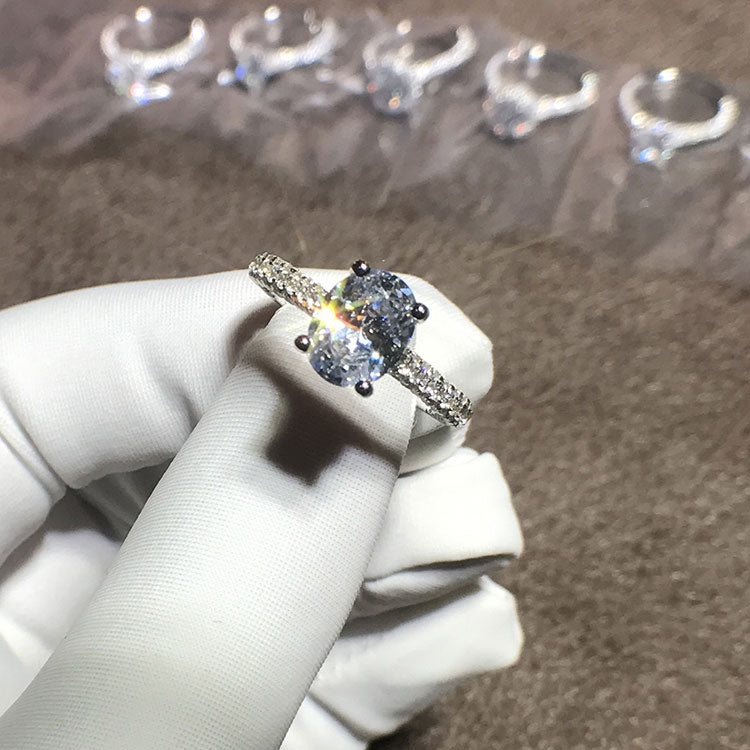 1 Carat Oval Cut Sona Diamond Ring