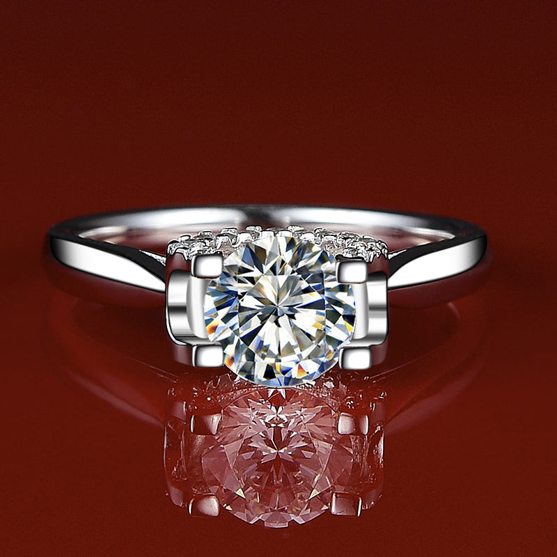 1 Carat Side Stones Moissanite Diamond Ring