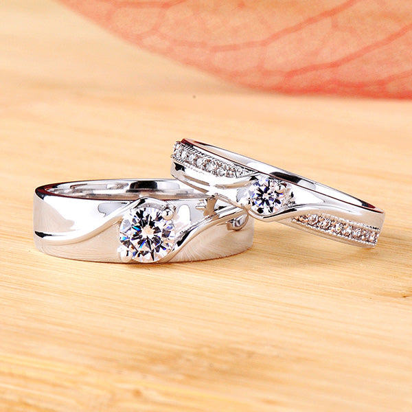 Engraved 0.54 Carat Diamond Matching Wedding Rings Set