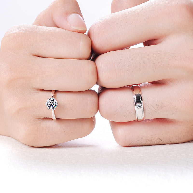 Custom 1.11 Carat Diamond Couple Promise Rings Set for 2