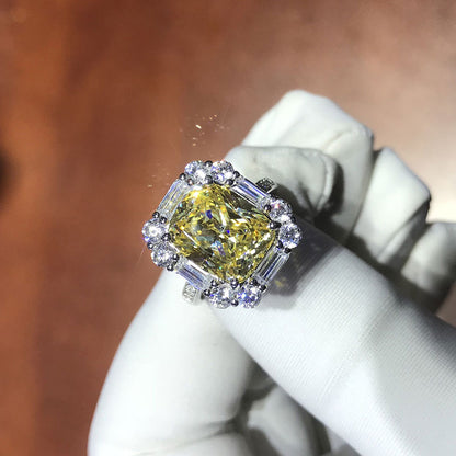 4 Carats Yellow Sona Diamond Ring