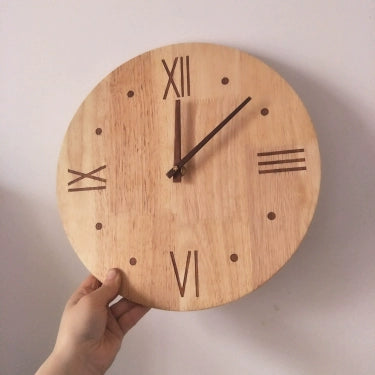 Nordic Roman Numerals Wooden Analog Wall Clock