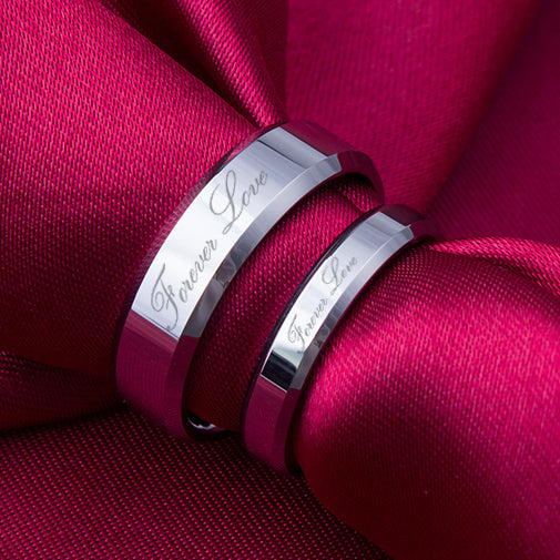 Customized Forever Love Tungsten Promise Rings Set for 2