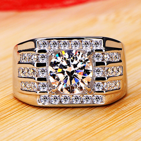 Custom 2 Carats Diamond Mens Marriage Ring