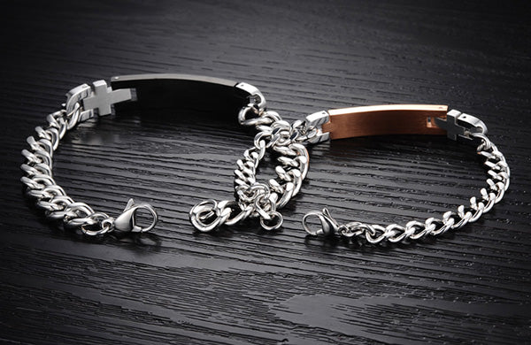 Customized Engraved Matching Couple Bracelets Gift Set