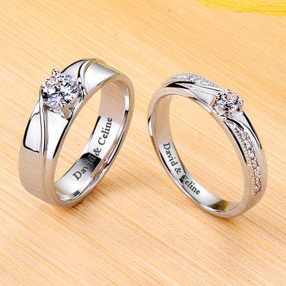 Engraved 0.54 Carat Diamond Matching Rings Set for Two