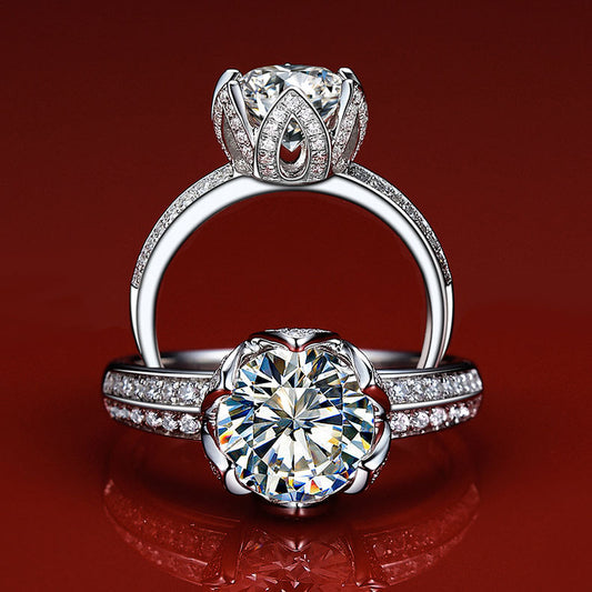 0.5 Carat Halo Moissanite Diamond Ring for Her