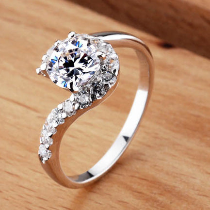 Unique 1 Carat Lab Diamond Ring for Her - Platinum Plated