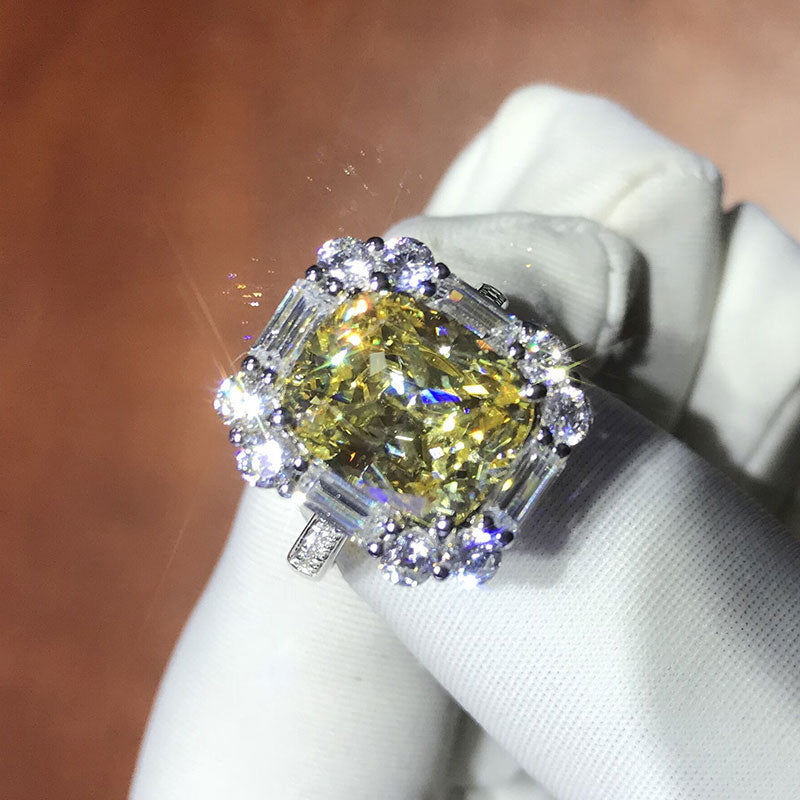 4 Carats Yellow Sona Diamond Ring