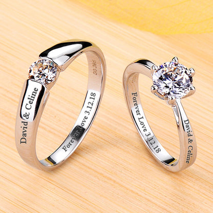 Customized 1 Carat Solitaire Diamond Marriage Rings Set