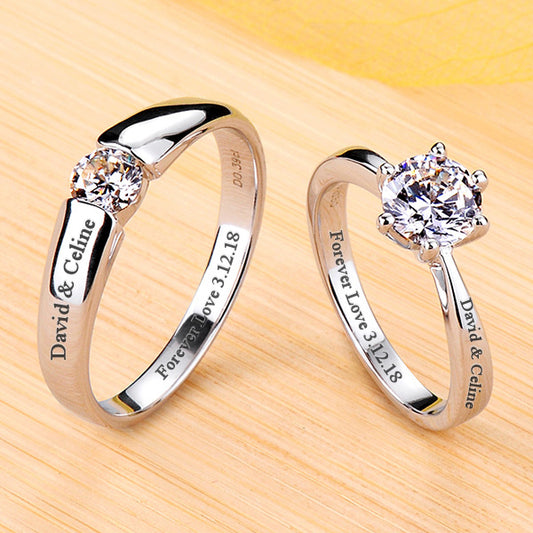 Customized 1 Carat Lab Diamond Solitaire Rings Set