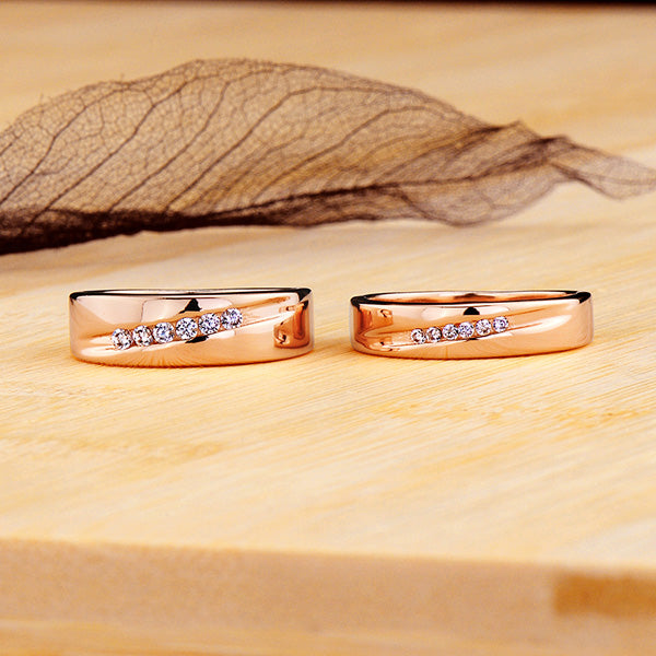 Engraved 0.03 Carat Lab Diamond Matching Rings Set