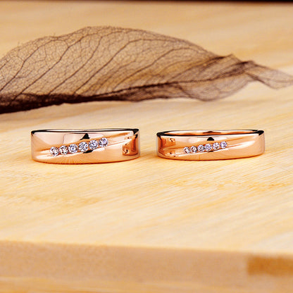 Engraved 0.03 Carat Diamond Matching Wedding Rings Set