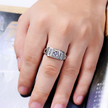 1 Ct Princess Cut Lab Diamond Ring for Men (Custom Engravable)