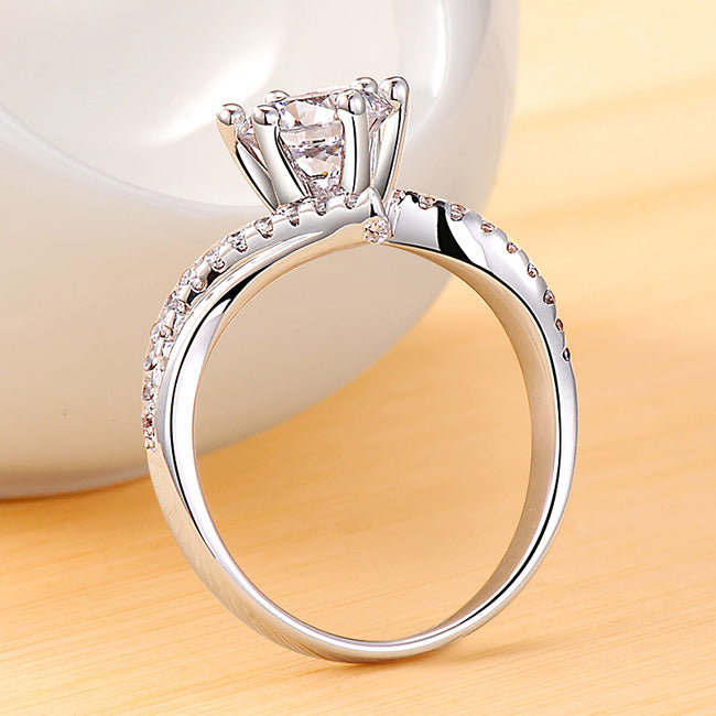 Engraved 0.3 Carat Diamond Wedding Swirl Ring for Her