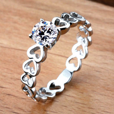 0.5 Carat Diamond Platinum Plated Heart Shaped Women Ring