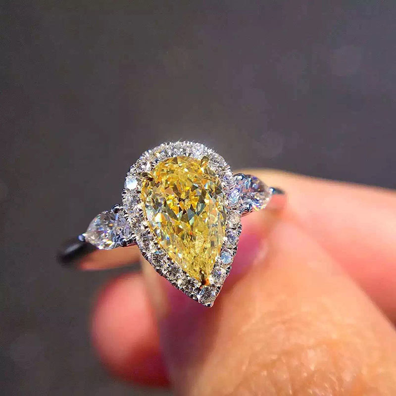 1 Carat Tear Drop Diamond Bridal Ring