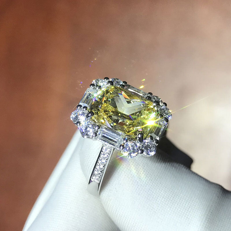 4 Carats Yellow Sona Diamond Ring