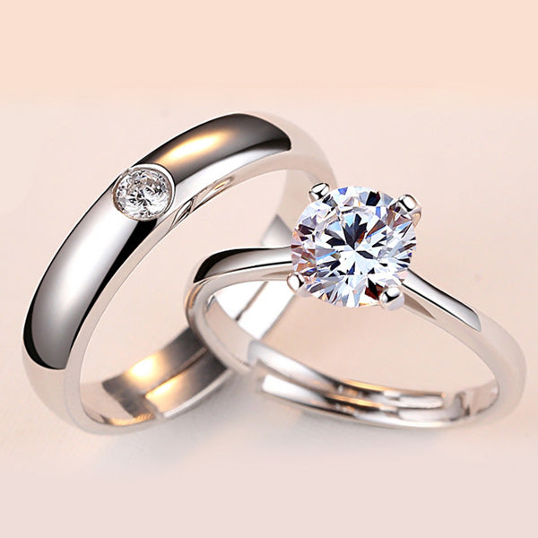 Customized Matching Wedding Rings Set Adjustable Size