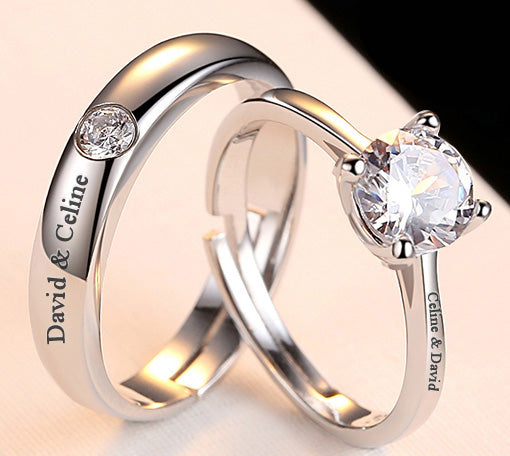 Customized Matching Wedding Rings Set Adjustable Size