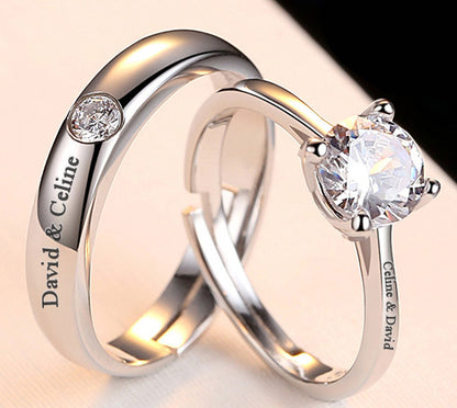 Customized Matching Wedding Rings Set Adjustable Size