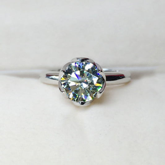 1 Carat Moissanite Diamond Solitaire Ring