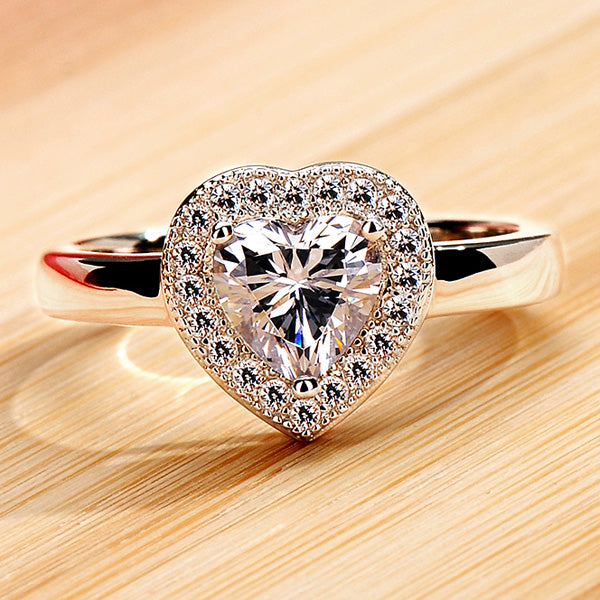 Engraved 0.6 Carat Heart Lab Diamond Ring for Her