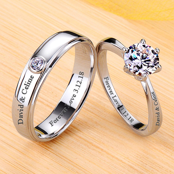 0.66 Carat Solitaire Diamond Matching Wedding Rings Set