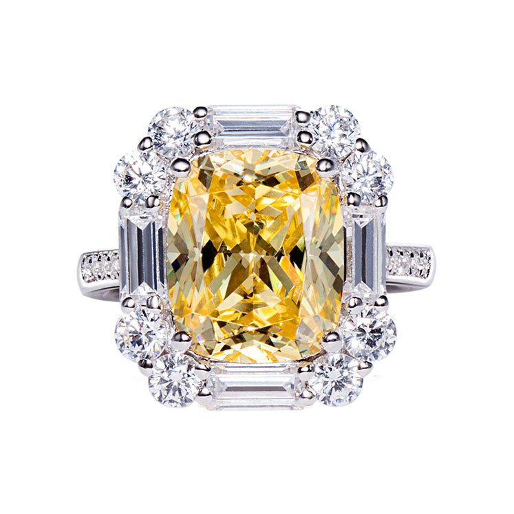 4 Carats Yellow Sona Diamond Ring