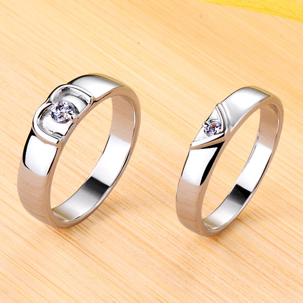 0.31 Carat Diamond Matching Wedding Rings Half Hearts