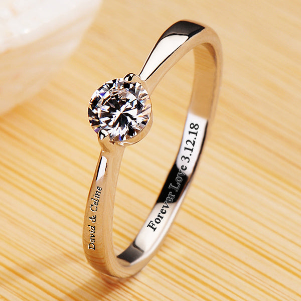 Custom 0.28 Carat Solitaire Diamond Women Wedding Ring
