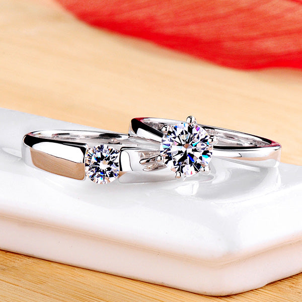 Customized 1 Carat Solitaire Diamond Marriage Rings Set