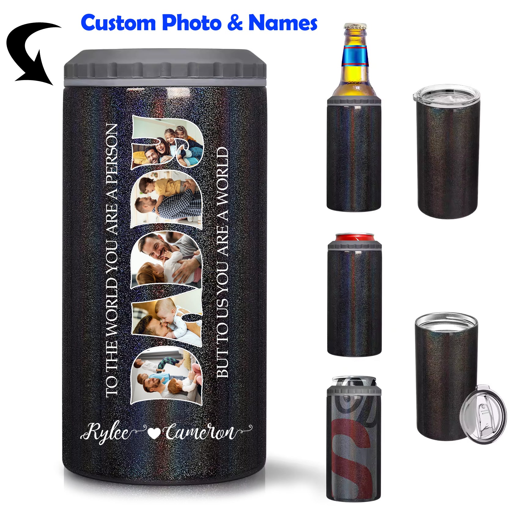 Beverage Can and Bottle Cooler Insulator with Custom Photo Print