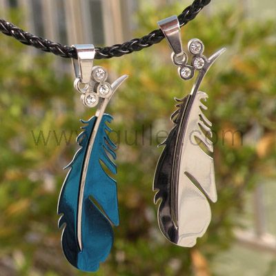 Custom Engraved Feather Couple Necklaces for two