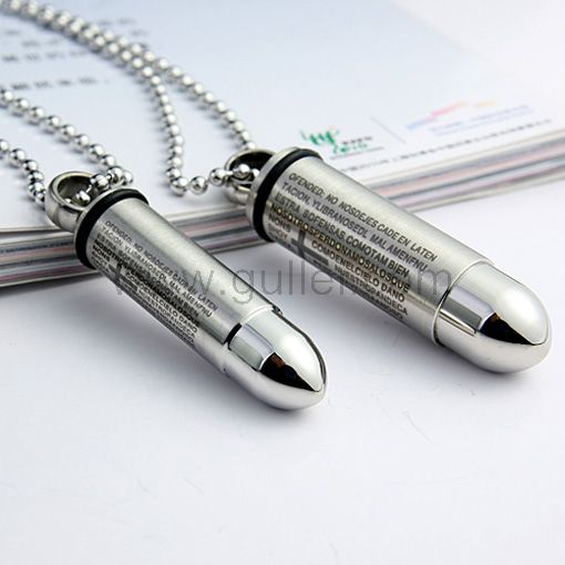 Engraved Matching Urn Bullets Necklace for Couple