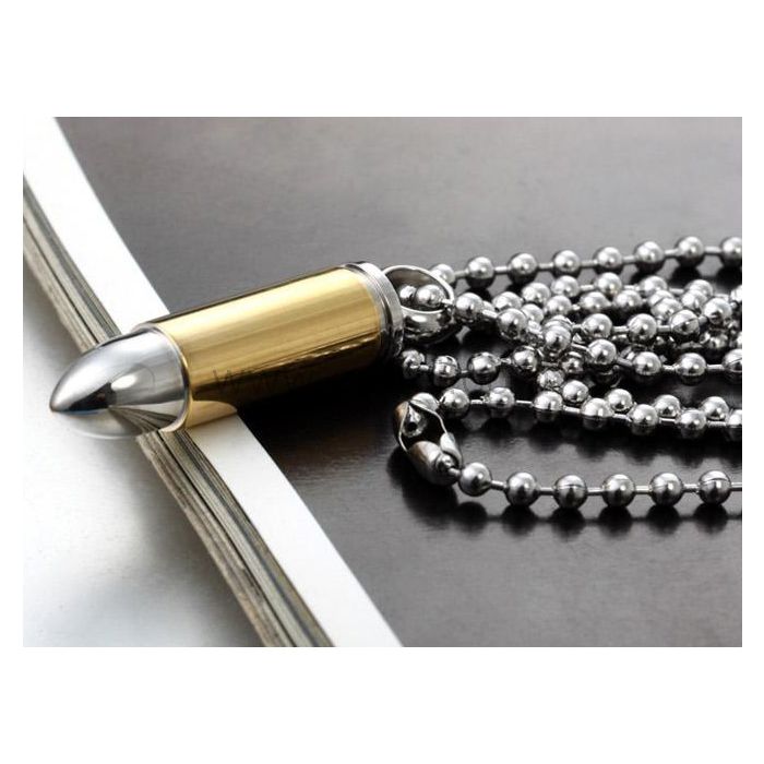 Custom Name Engraved Bullet Mens Pendant Necklace