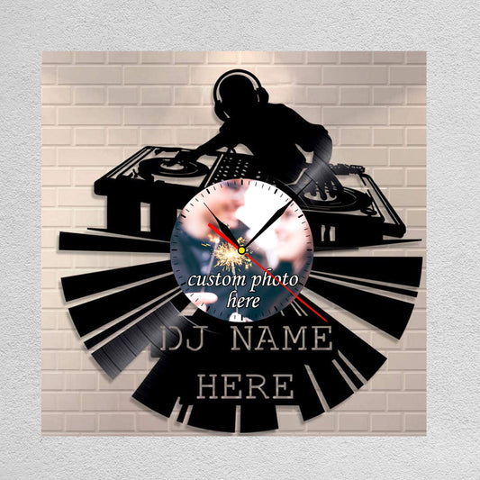 Gift for DJ Personalized Lp Record Photo Wall Clock Gullei.com