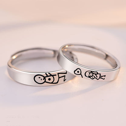 Cute Guy and Girl Promise Rings Set for Soulmates