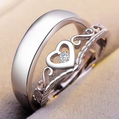 Expandable Matching Heart Unisex Engagement Rings Set