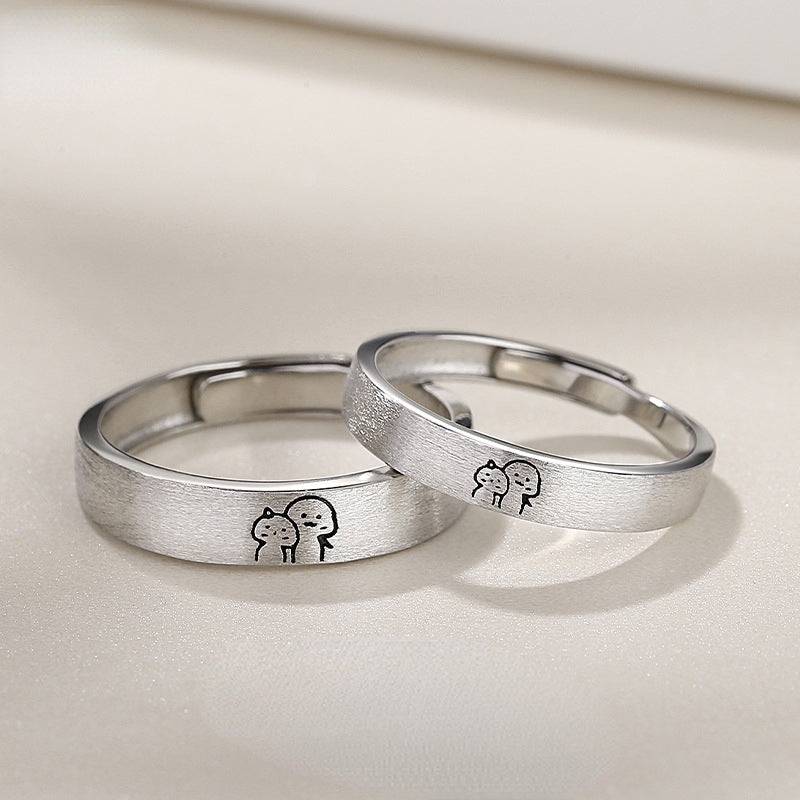 Custom Cute Couple Promise Rings Set for Two