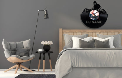Personalized DJ Silent Wall Clock – Custom Name & Photo LP Record Gift