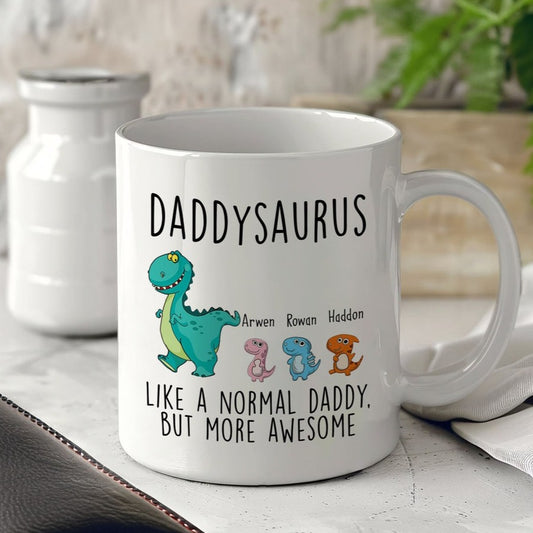 Gullei™ Daddysaurus Coffee Mug with Kids Names