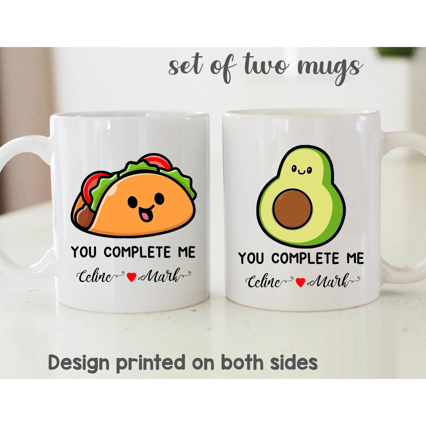 Gullei™ Taco Avocado Matching Coffee Mug Set