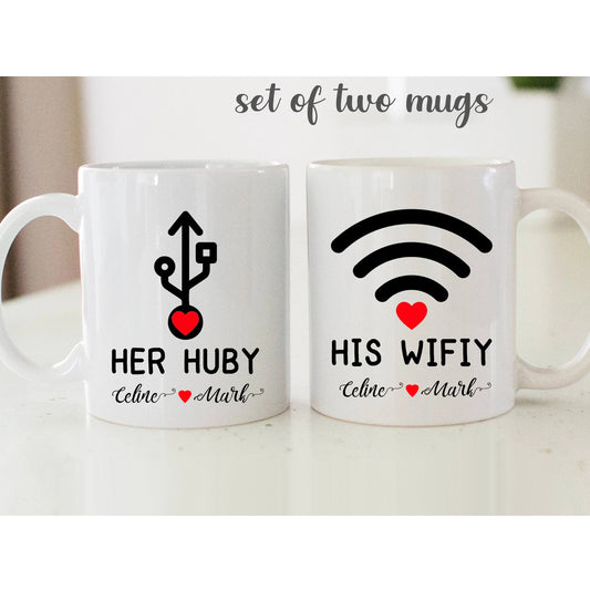 Gullei™ Her Huby His Wifiy Matching Coffee Mug Set