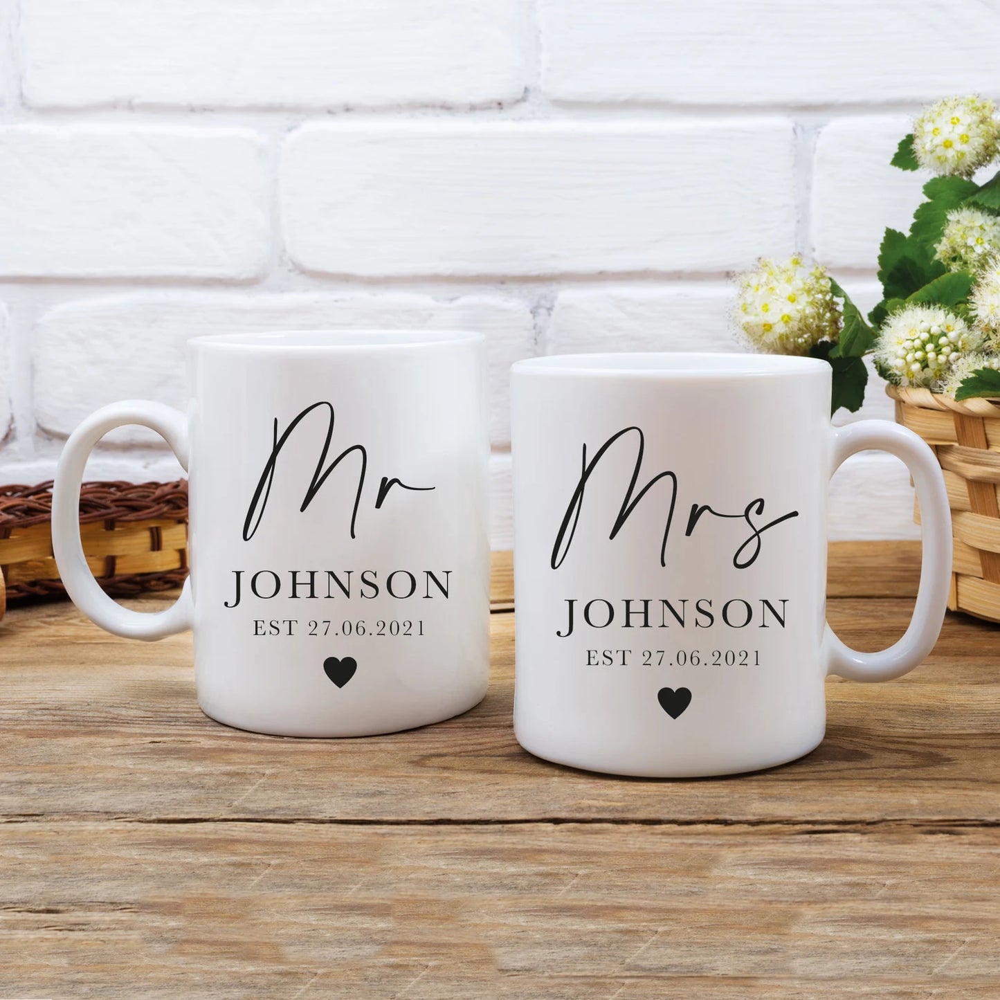 Gullei™ Personalised Mr & Mrs Anniversary Mug Set