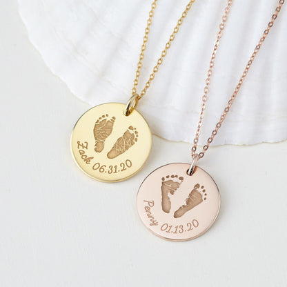 Custom Baby Footprint Pendant Gift for Mom