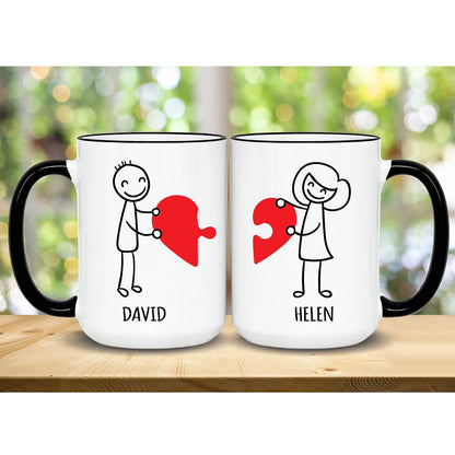 Gullei™ Half Hearts Couple Coffee Mugs Set