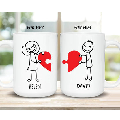 Gullei™ Half Hearts Couple Coffee Mugs Set