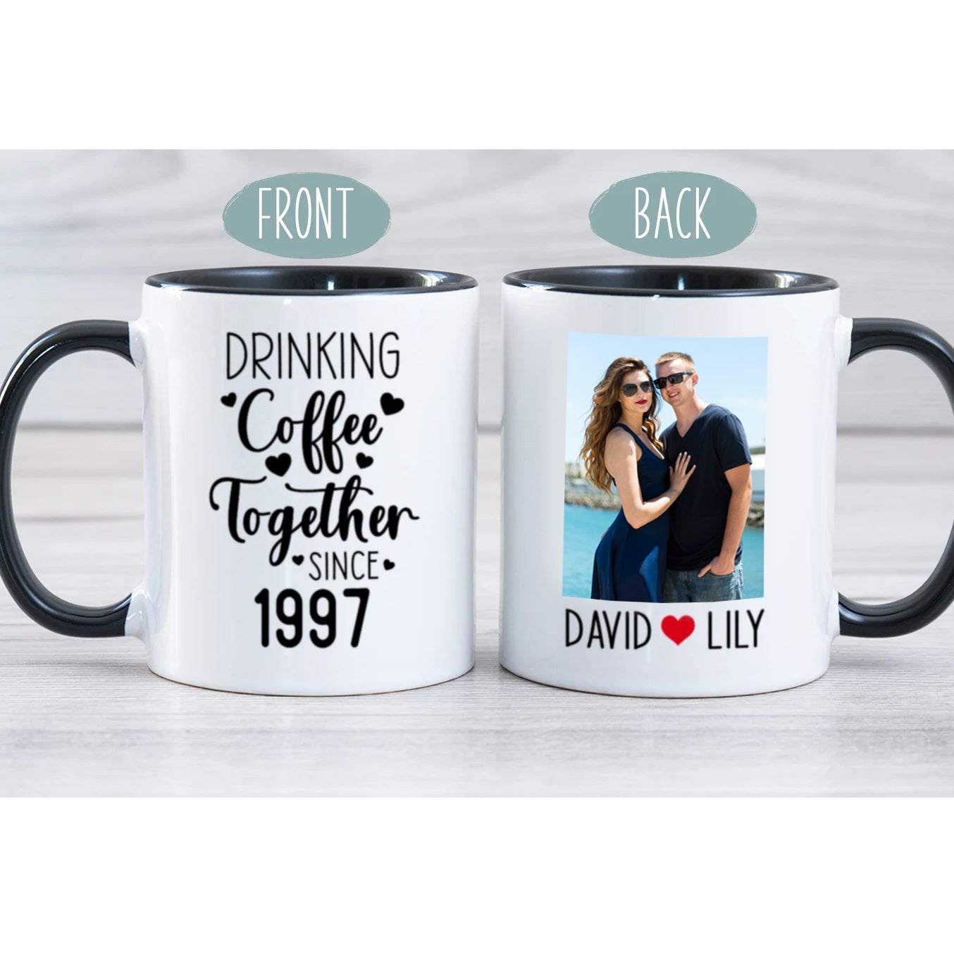 Gullei™ Husband Wife Anniversary Custom Photo Mug