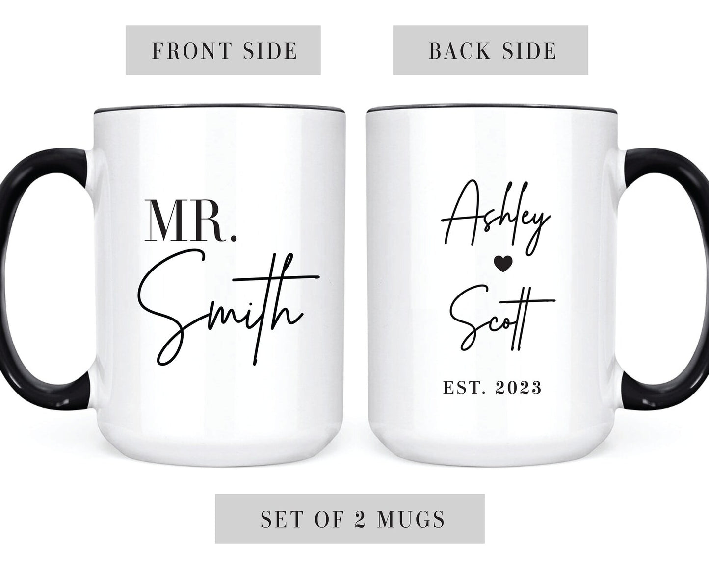 Customized Mr Mrs Coffee Mugs Set for 2